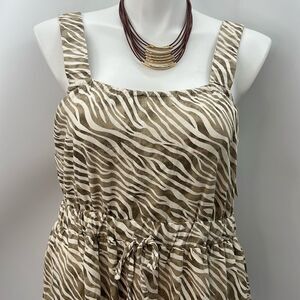 Cactus & Pearl zebra print tiered maxi dress XL